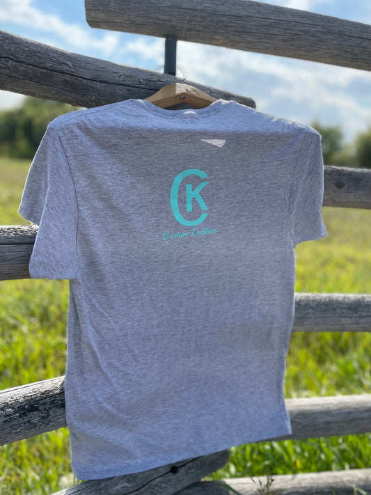 Medium Heather Grey T-Shirt/Teal Logo