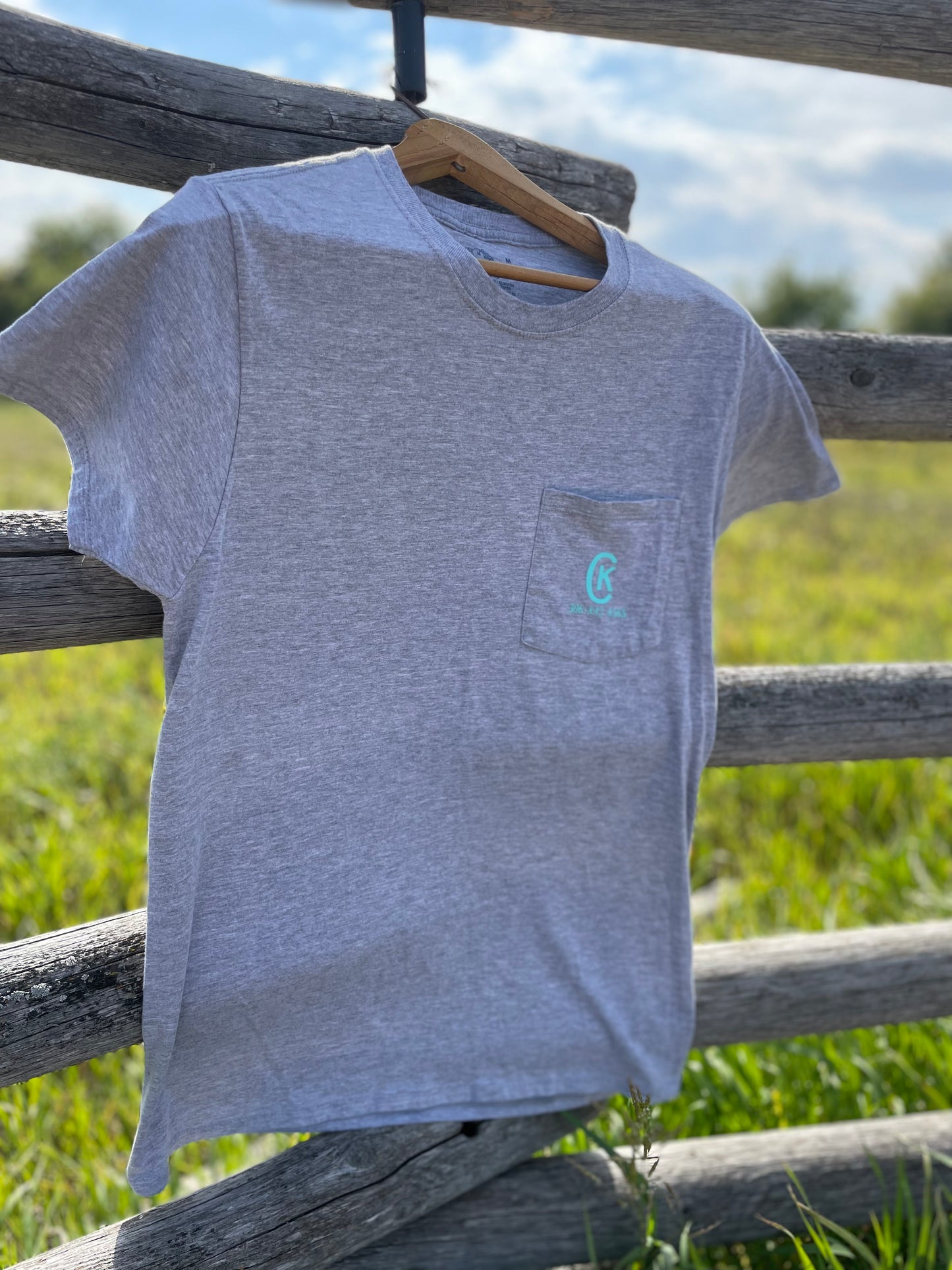 Medium Heather Grey T-Shirt/Teal Logo