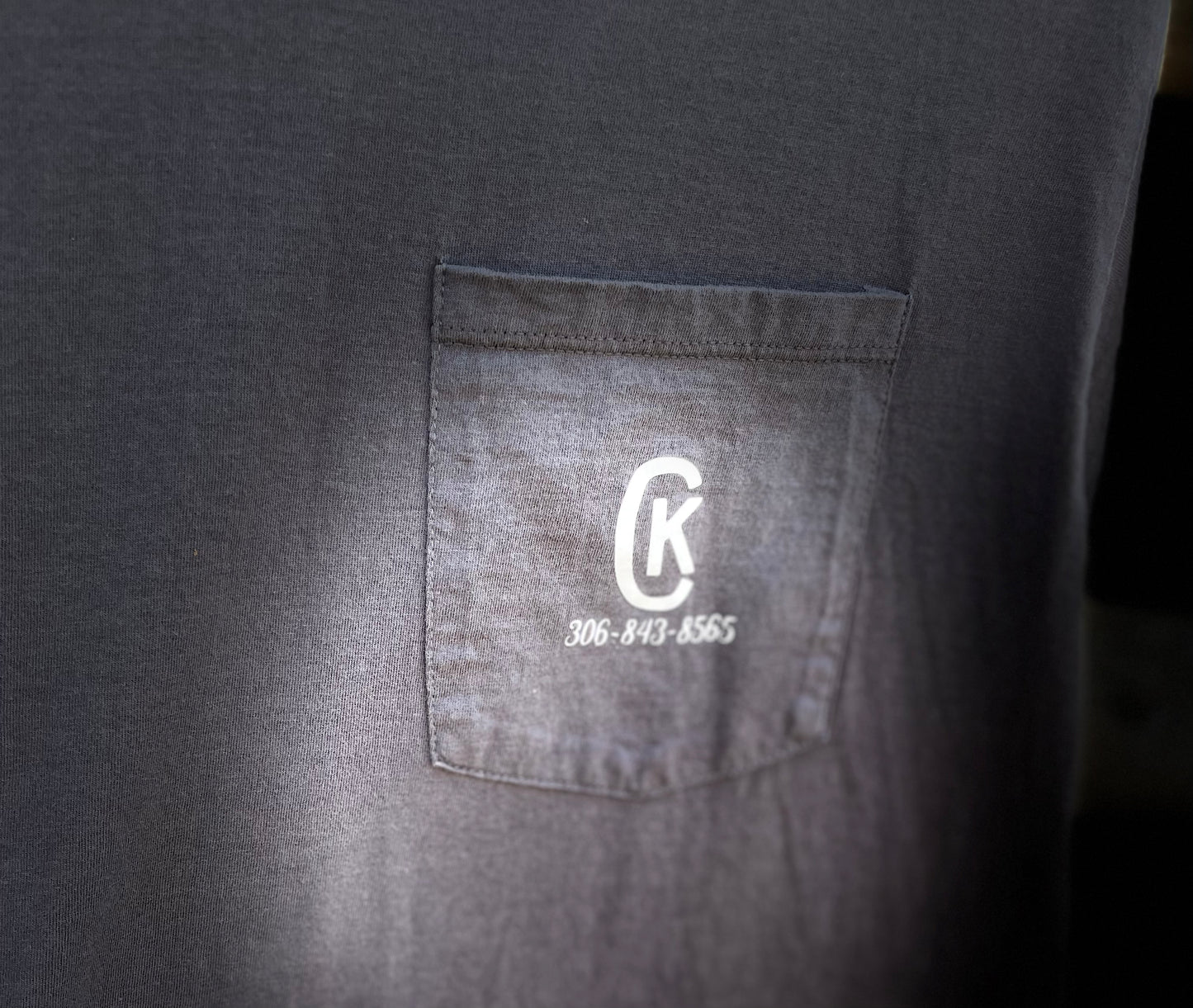 Large Charcoal Grey T-Shirt/White Logo