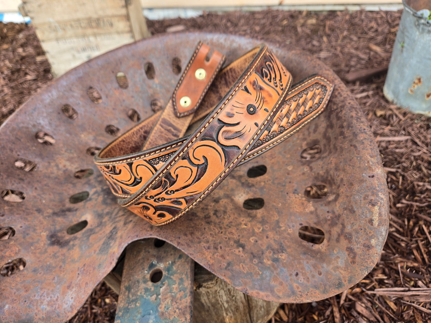 Hermann Oak Hand Carved Belt