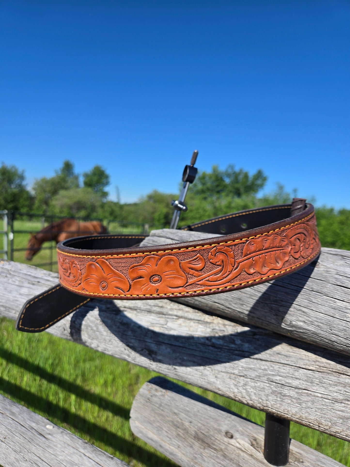 Hand Carved Hermann Oak Belt