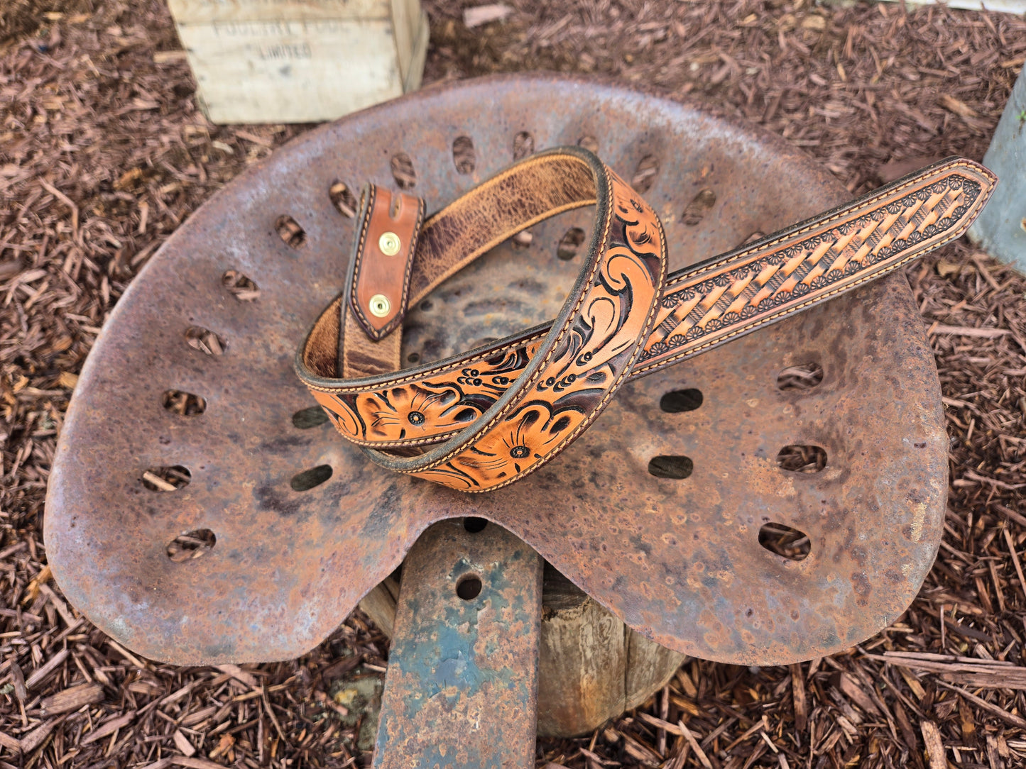 Hermann Oak Hand Carved Belt
