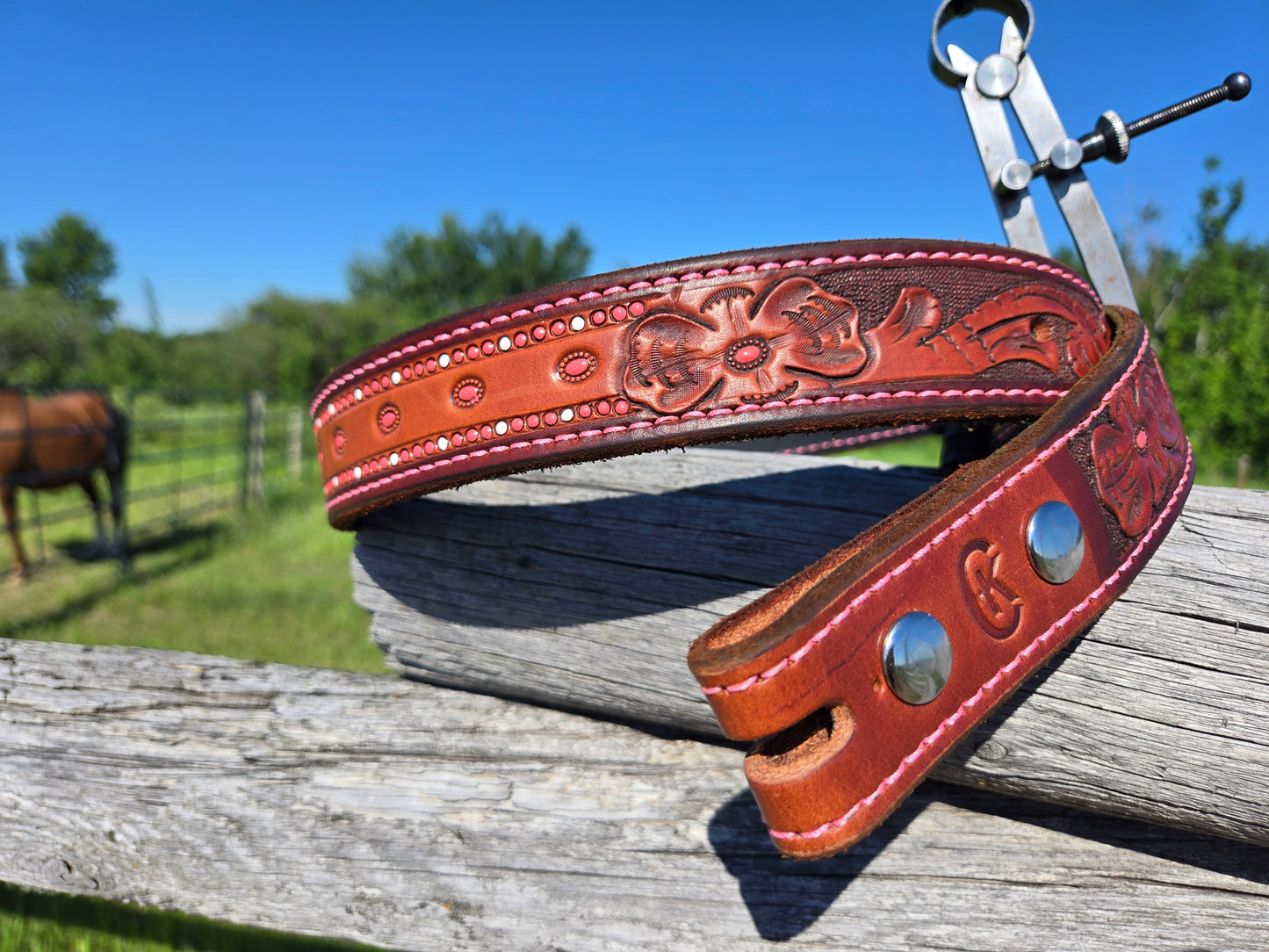 Handcarved Hermann Oak Belt