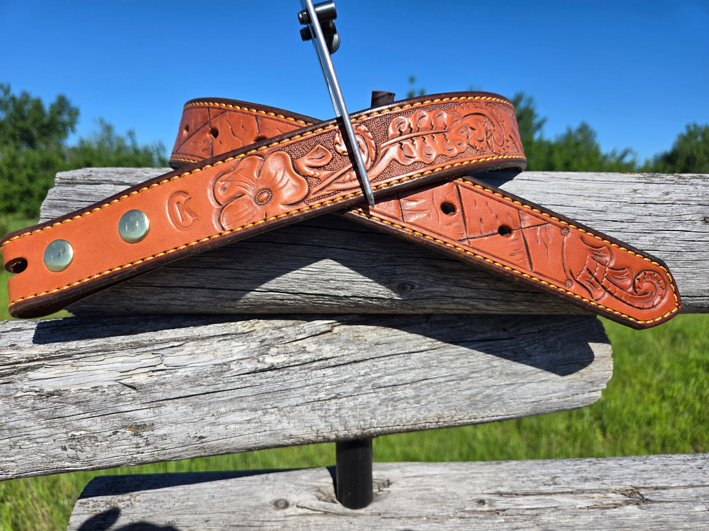 Hand Carved Hermann Oak Belt